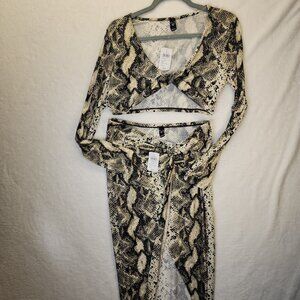 NWT Windsor Skirt Top Two Piece Set Womens Large Snake Skin Boho Western NWT